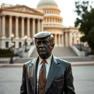 Estatua de Trump y Epstein 'Titanic' frente al Capitolio