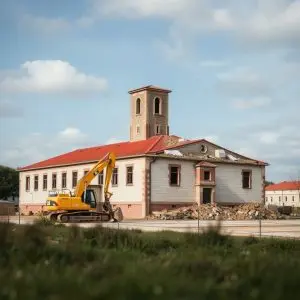 Demolición del colegio Pardo Bazán de As Pontes para residencia