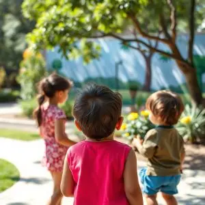 Parque del Observatorio: área infantil, vegetación y mural