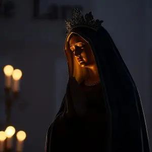 Virgen de los Dolores, luz de las Penas en tarde noche