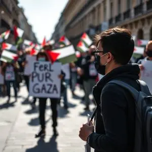Cientos en Pontevedra protestan por Gaza en La Vuelta