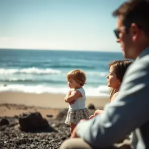 Agustín Bravo y familia en Lanzarote tras perder un hermano
