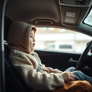 En desarrollo Abrigos gruesos y sillitas infantiles en coche