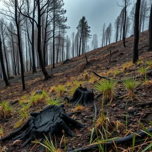 El fuego en Padrón: la lluvia apaga las llamas, la herida del monte sigue abiert