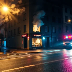 Incendio en una pizzería desaloja un edificio en Vilagarcía