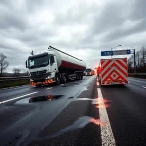 Vuelco de un camión con gasóleo en la AP 9 mantiene en vilo a Mos
