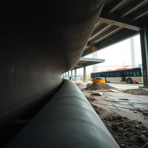 Pontevedra entierra el viejo colector del Gafos en la estación de autobuses