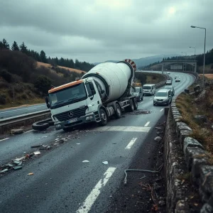Accidente múltiple en Gustei deja varios heridos: colisionan hormigonera y cinco