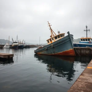 El abandono cobra factura en la dársena de Ribeira: un pesquero inactivo se hund