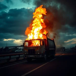 Un camión de residuos arde en As Corvaceiras y obliga a cortar el tráfico