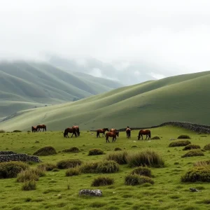 A rapa de Candaoso reúne a más de 300 caballos salvajes en el corazón de A Mariñ