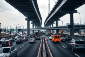 Atascos kilométricos en la entrada de Ourense por las obras del viaducto del Bar