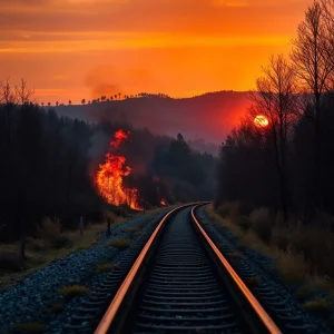 Ocho incendios simultáneos en Ourense por las chispas de un tren