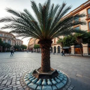 Un hombre prende fuego a una palmera en la Praza de Santo Domingo de Lugo