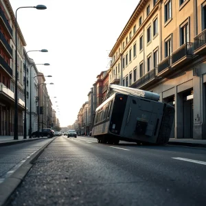 Accidente laboral en Santiago: vuelca una máquina elevadora y un operario result