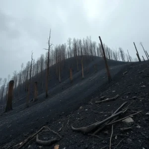 Cae un rayo en seco y arrasa 20 hectáreas del monte de Ribas de Sil