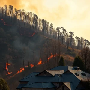 El fuego acecha las casas en Ribas de Sil: sube la alerta al nivel 2