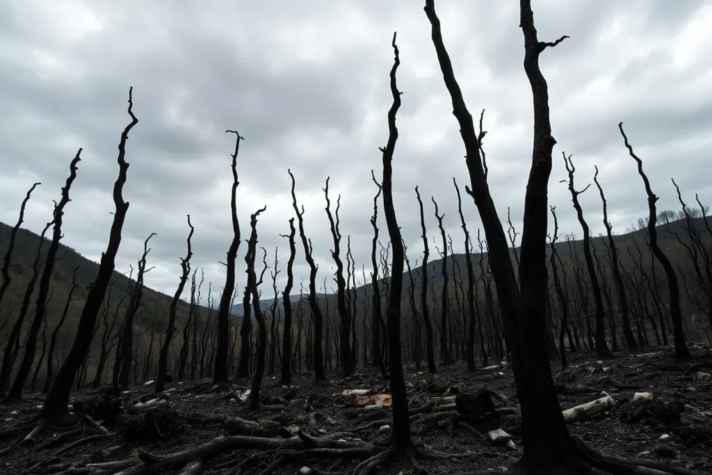 La huella del fuego pervive un año después en los montes de Ourense