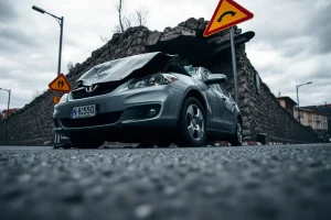 Pontevedra: Un choque en cadena destroza un coche y un muro en la N 550