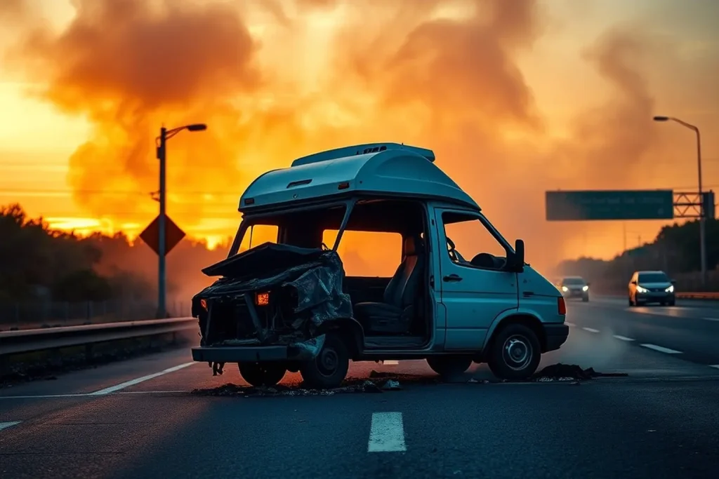 Una furgoneta camperizada arde por completo en la incorporación de la A 8 y la A