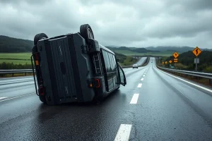 Volca un coche en la AP 9 a su paso por Padrón y su conductora resulta herida