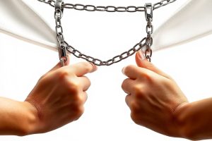 Cadenas: amordazada, manos atadas y desnudada cintura abajo