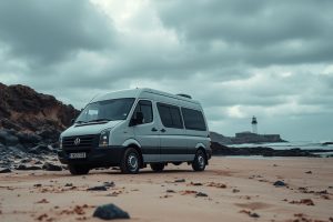 Una furgoneta atrapada junto a la playa de Caolín obliga a pedir auxilio a Protección Civil en O Vic