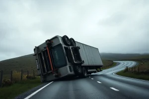 Vuelca un camión con cerca de 180 cerdos en Nogueira de Ramuín