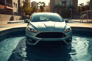 Un Ford Focus acaba en la piscina infantil del área recreativa de O Chamoso, en