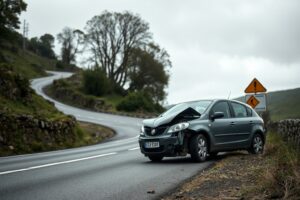 O 112 Galicia coordina a excarceración dun ferido tras saír o seu coche da vía en Pontedeume
