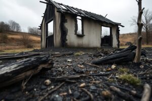Arde por completo una casa en A Pobra de Trives y resulta dañada la contigua